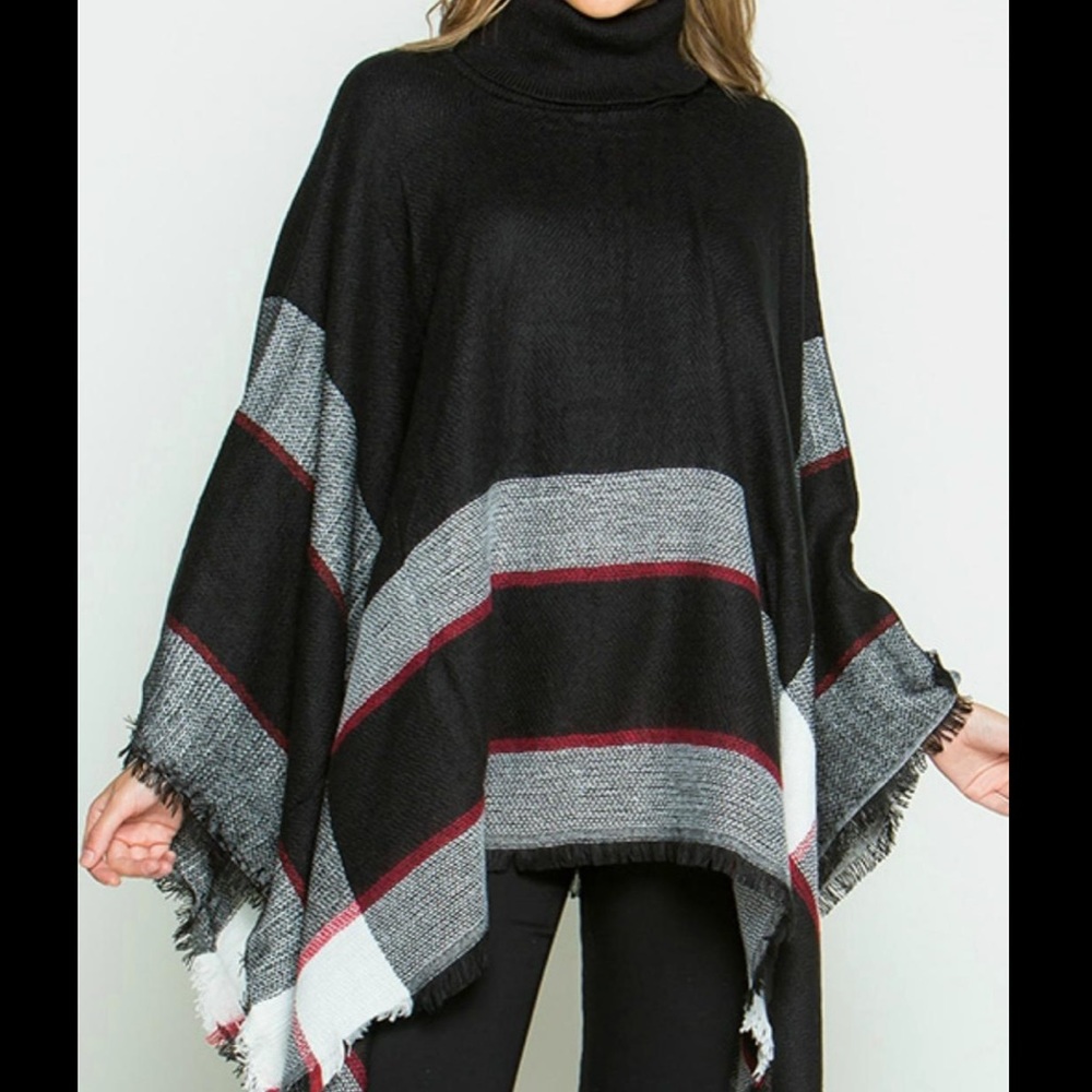Ellie & Kate black turtleneck poncho